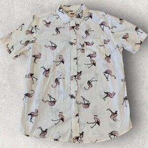 Levi’s Button Down Flamingo Shirt Men’s Size Medium Cream Color Red Tab Cotton